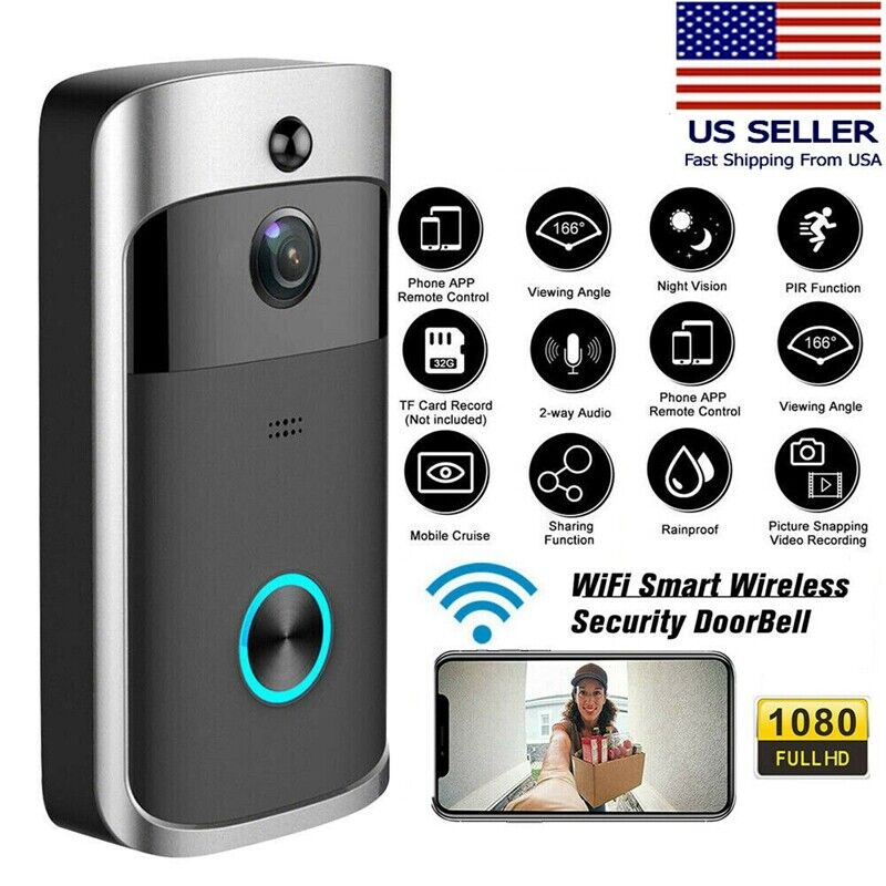 Smart Wireless WiFi Ring Doorbell Security Intercom Video Camera Door Bell Chime