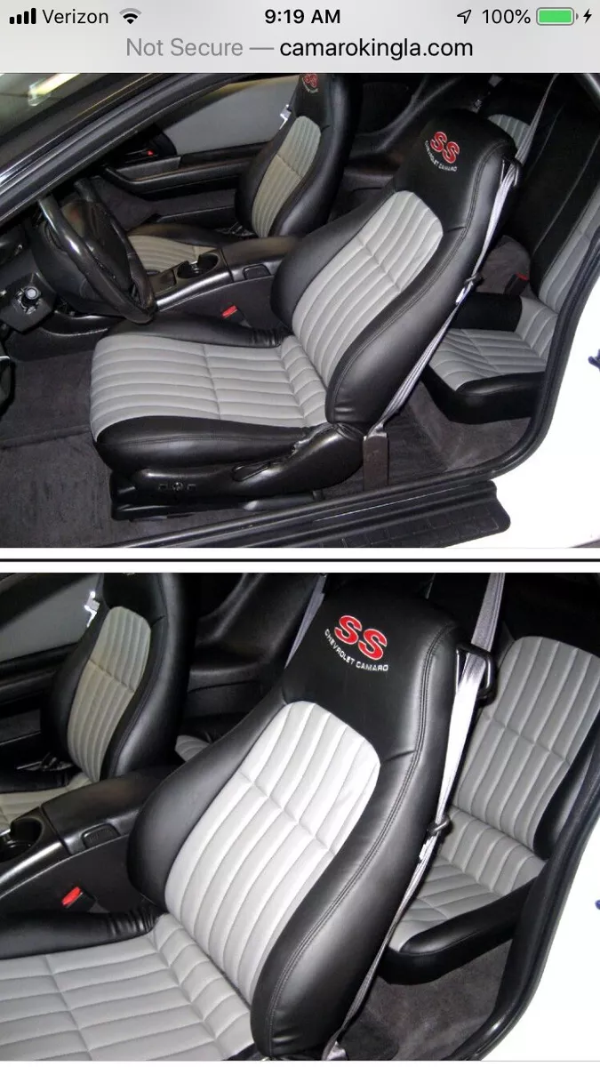 1997 02 Chevy Camaro SS Leather Seat covers in Black W Pewter