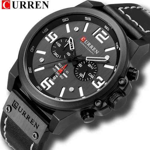 Neu Curren Herren Quarzuhr Leder Armbanduhr Chronograph Wasserdicht Analog Luxus - Bild 11 von 30