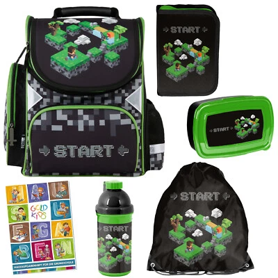 GOLDKIDS Schulranzen 6er-Set Schul-Rucksack für Kinder mit Federmäppchen 1-3 Klasse