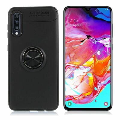 Luxury Auto Focus Galaxy A70 Finger Ring Case - All Black