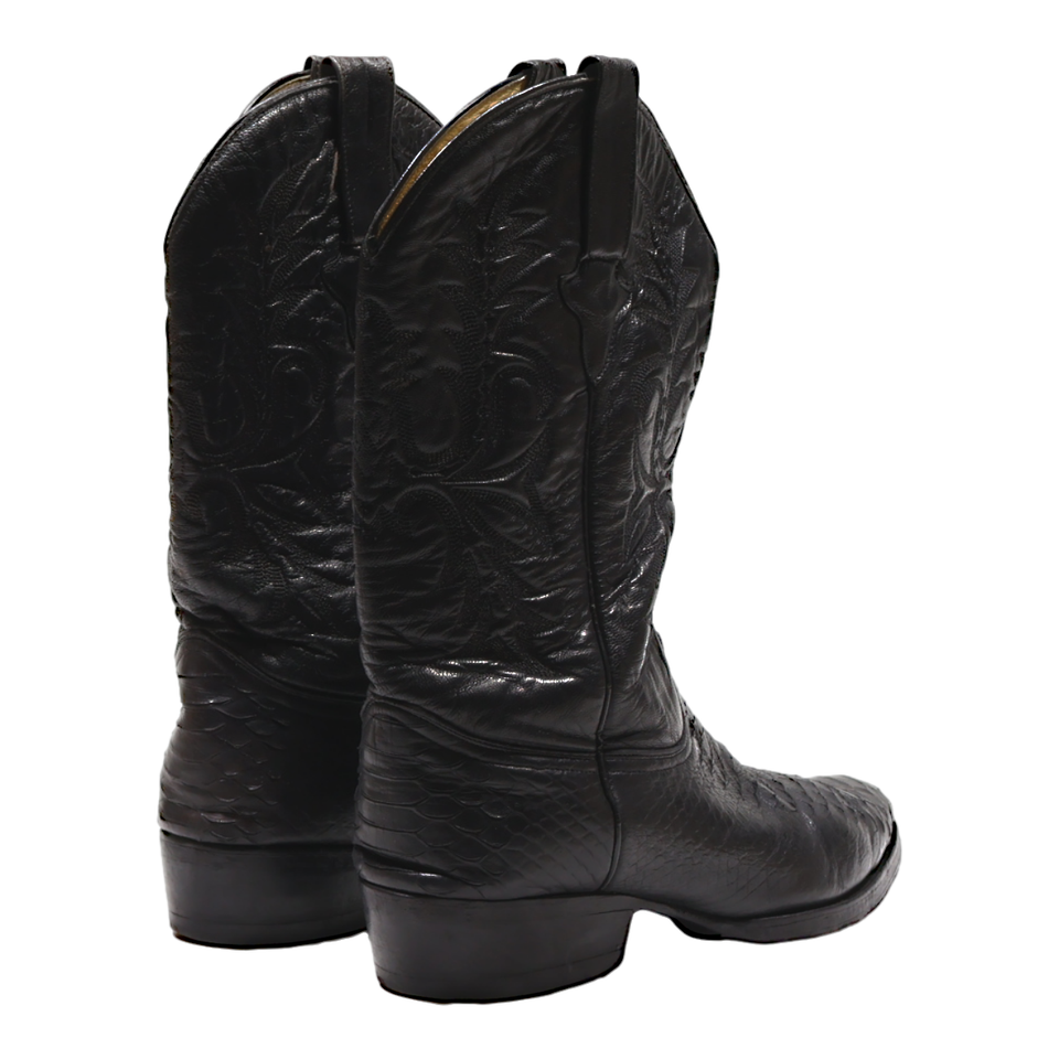 Cowboy Boots Black Leather Mens UK 8 eBay