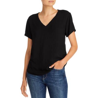Bella Dahl Womens Black V-Neck Tee Hi-Low Pullover Top Shirt XS BHFO 9228