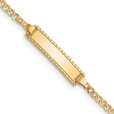 10K Yellow Gold Flat Curb Link ID Bracelet Gift 1.79g Gift for Mother