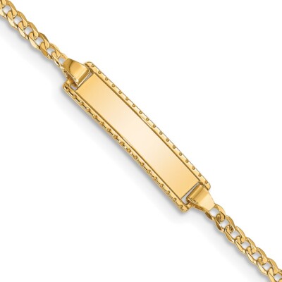 10K Yellow Gold Flat Curb Link ID Bracelet Gift 1.79g Gift for Mother