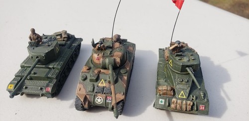 1/76 UK WWII Mixed Armor Lot: 2 tanks & armored car, all built & painted