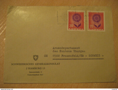 HAMBURG 1964 Switzerland Consulate Embassy To Frauenfeld Cancel Cover GERMANY