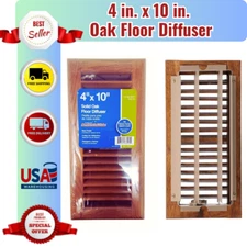 Solid Oak Cover 4 x10" Wood Floor Diffuser Register Vent HVAC True Air Kit Grate