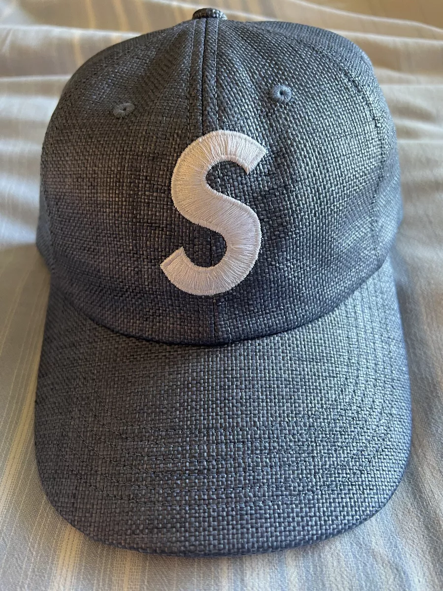 Brand New Supreme Raffia S Logo 6-Panel Hat Navy Blue box logo bogo