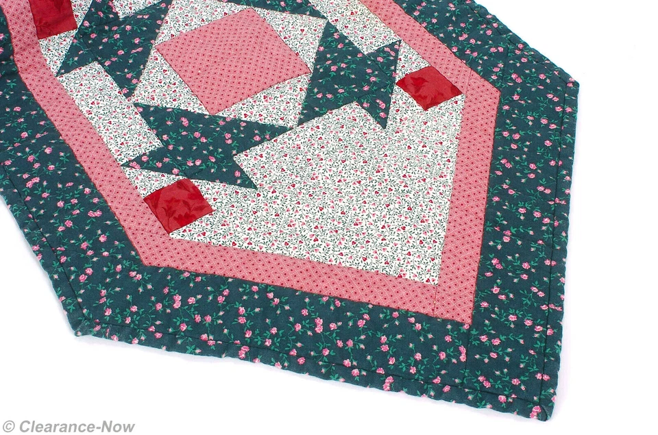 Juego de 2 piezas acolchadas verdes/rosas rojas hechas a mano 1289 Foto 4 de 4