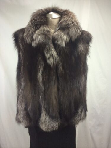 EXPENSIVE ELEGANT FREE SHIPPING REAL  NATURAL  FINNISH SILVER FOX  FUR LADY VEST - Picture 1 of 9