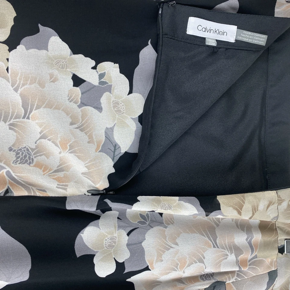Falda Negra Floral Volantes Mujer 20W Calvin Klein Talla Grande Midi Romántica Elegante Foto 4 de 4