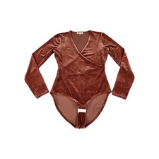 Madewell Burnished Long Sleeve Velvet Faux Wrap Bodysuit Size Medium Womens