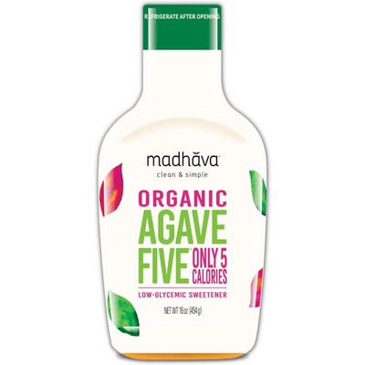Madhava Organic AgaveFIVE Agave Sweetener 16 Fl Oz Bottle Pack of 1 Low Calorie