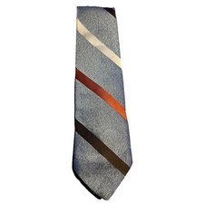 Vintage Wemlon Wembley Striped Gray Orange Brown Adult Men  s Polyester Neck Tie