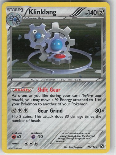 LP Klinklang 76/114 Holo Rare Black & White Pokemon 2011