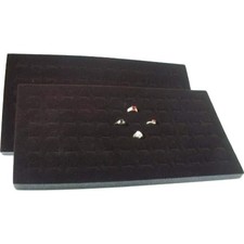   2 Pieces 72 Slot Black Jewelry Travel Ring Inserts Display Pads Black, 2 