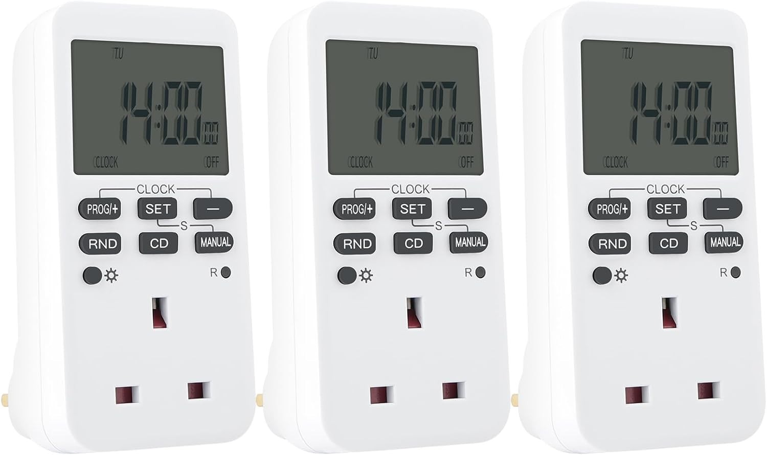 Digital Timer Plug Socket 3 Pack Weekly Programmable Electric Timer Switch 13A