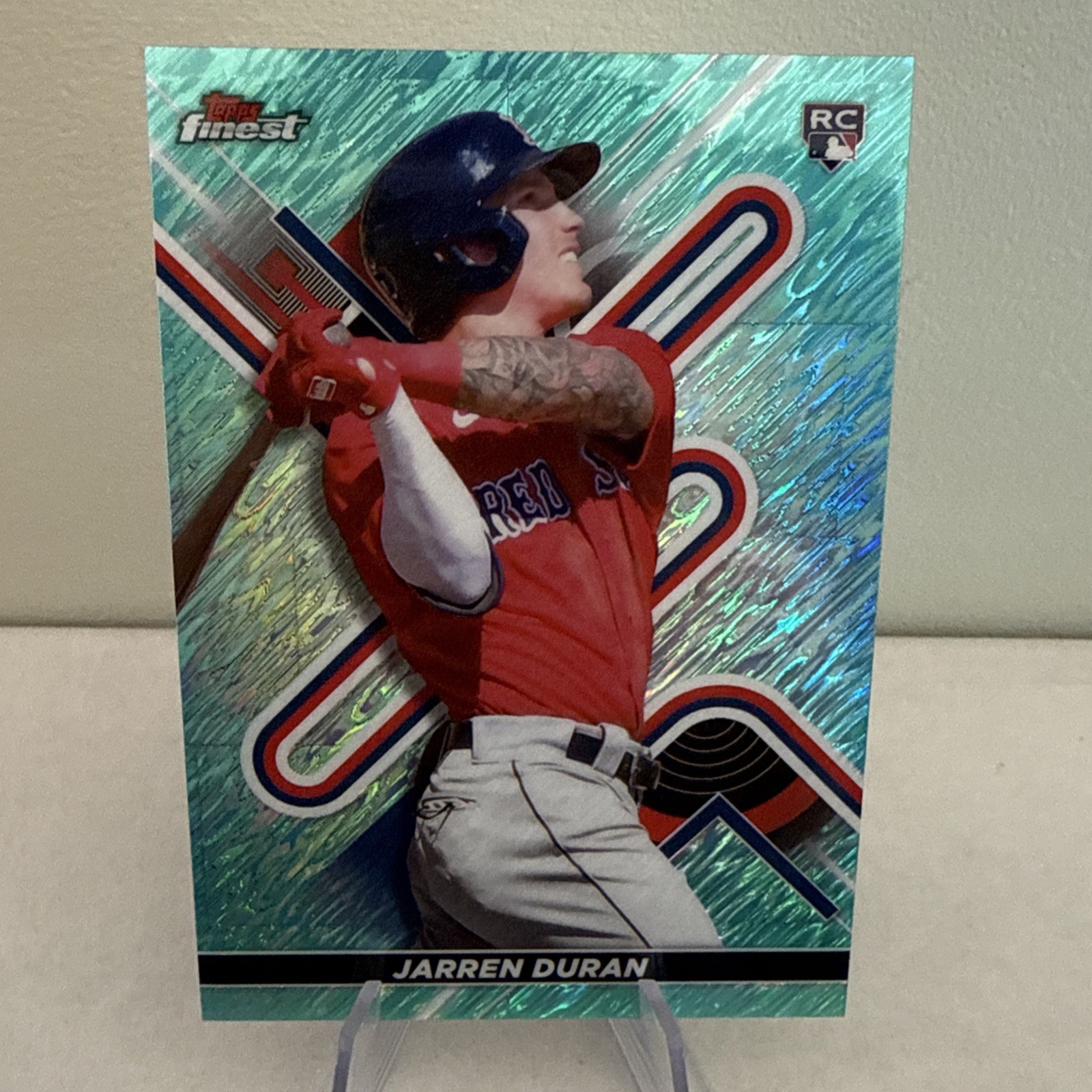2022 Topps Finest - Jarren Duran #10 Aqua Shimmer Refractor /175 (RC)