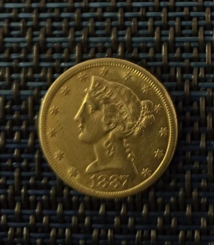 1887 S US Gold $5 Liberty Head Half Eagle