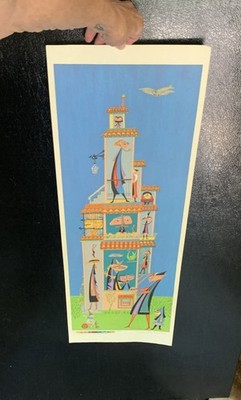 Vtg Guillermo Silva Santa Maria GOOD LUCK Signed LE Lithograph MCM 1960