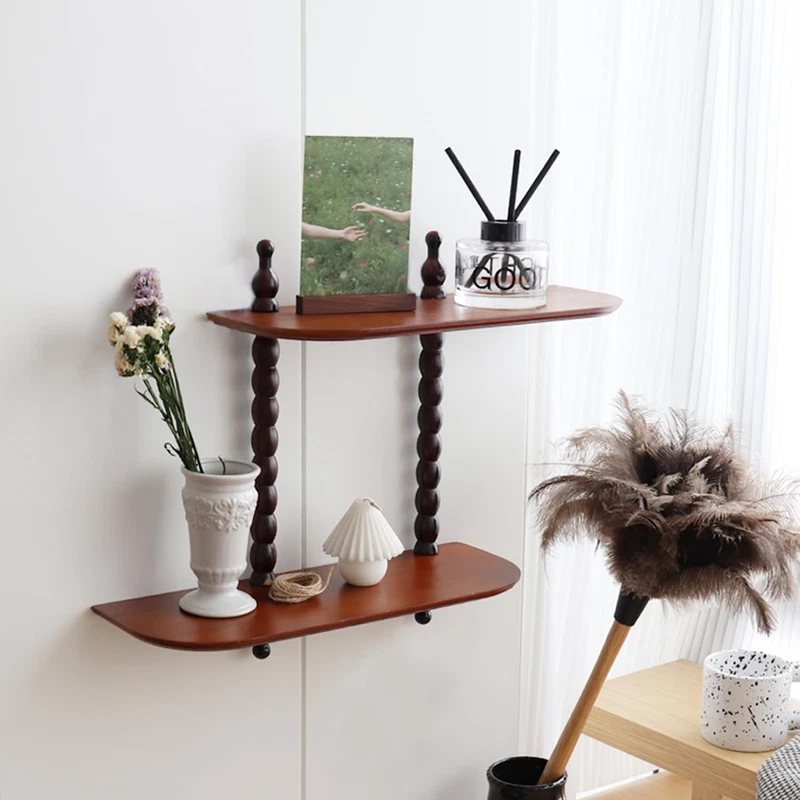Friade 2-Tier Wall Mounted Floating Shelf Two Roman Columns Decorative Display