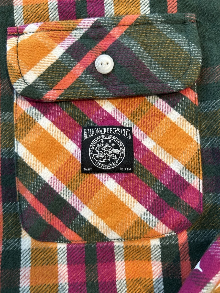Billionaire Boys Club Men's Plaid Flannel Button-Down Shirt Size L View 3