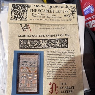 Martha Salters Sampler Of 1651 Historic Needlework Reproduction The Scarlet Let