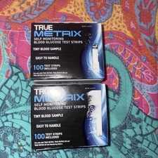 2 Boxes Of TRUE METRIX Blood Glucose Test Strips 100 Strips Per Box Exp 03/2027
