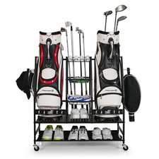 2 Golf Bag Storage Organizer, Golf Bag Stand and Other Golfing Equipment Rack...