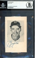 Billy Cox Beckett BAS Signed 3x4 Photo 1953 Autographed