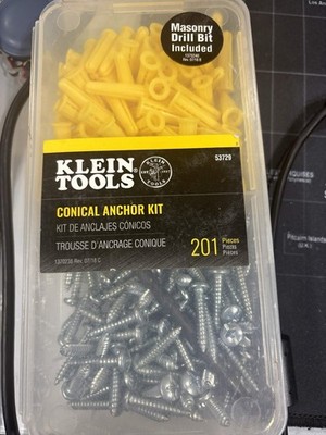 Klein Tools 53729   Conical Anchor Kit (165 Pieces + Masonry Drill Bit)(Z3.3)