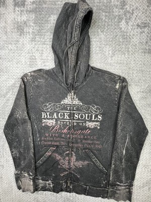 Salvage Hoodie Mens Large Grunge Gothic AOP Full Zip Affliction Y2K Gg12