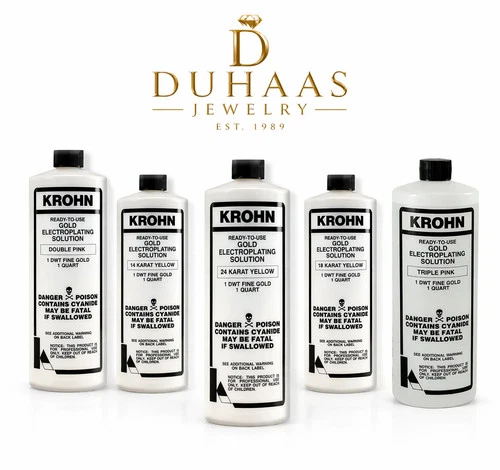 KROHN GOLD PLATING SOLUTION 24K, 18K, 14K, PINK ROSE GOLD GREEN SILVER