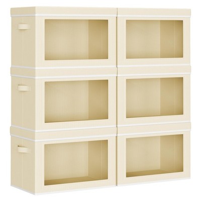 Collapsible Storage Bins with Lids - Stackable Storage Containers with Window...