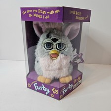 1998 VINTAGE FURBY Snow Leopard Grey-Pink with BLUE Eyes NEW and SEALED Tiger Co