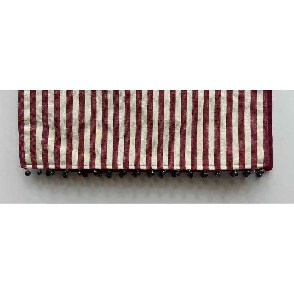 Christmas Table Runner Red White Striped Bells @ End 14"x72" Holiday Decor *Read - Image 2 of 4