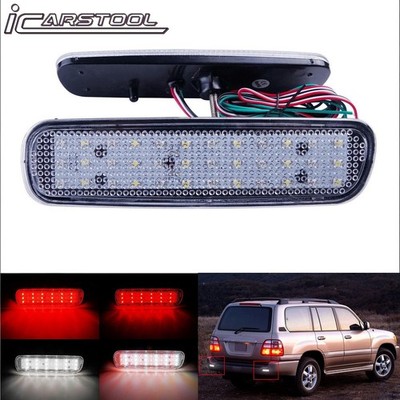 Clear LED Bumper Reflector Tail Backup Brake Light For Toyota Land Cruiser 98-07