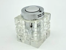 Vintage 2-1/4" Square Cube Glass Crystal Butane Table Cigarette Lighter