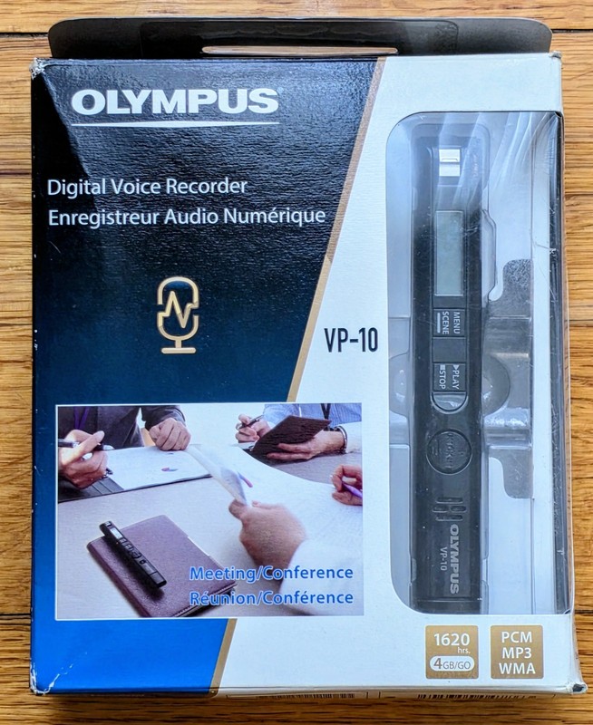 Olympus VP 10 Digital Voice Recorder w/ Box & Instruction Book (no battery)