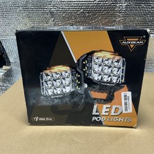 Auxbeam V-max 4" LED Pods Work Lights Bar Cube Driving Lamp  Black Amber Covers
