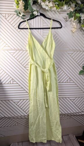 ZARA Women's Yellow Linen Jumpsuit Sleeveless Tie Front Flowy Summer Size Small - Picture 1 of 5