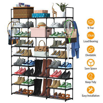 9 Tiers 50-55 Pairs Shoe Rack Shoe Organizer Large Shoe Storage Tall Shoe Holder