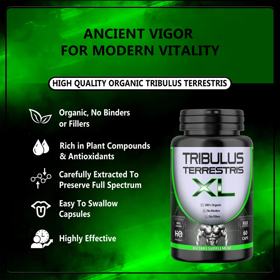 TRIBULUS TERRESTRIS 180 Cápsulas 96% SAPONINAS 7500mg Suplemento Orgánico Fitness Foto 2 de 4