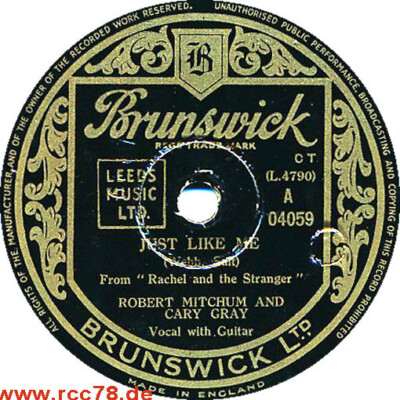 78 RPM - Robert Mitchum - Just like me / O-he-o-hi-o-ho - 1947