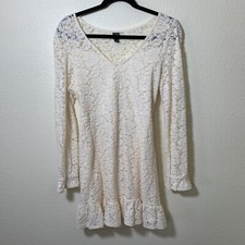 NWOT Wild Fable Brushed Lace Skater Dress Size M Cream Lined Pullover LS