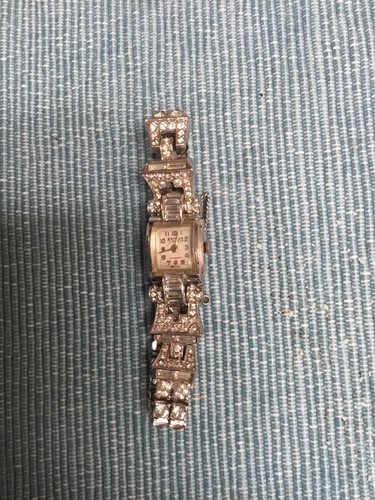 Montre Vintage Femme KIM ROGERS Avec Pierres - Cadran Rose, Boîtier Argenté 40 Mm, Mouvement Quartz, Occasion