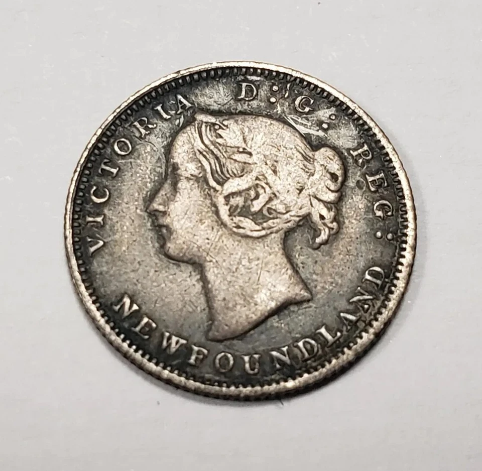 1880 5c .925 Silver Canada Newfoundland - Scarce - VF Semi Key Date - SKU-F7910 - Image 2 of 4