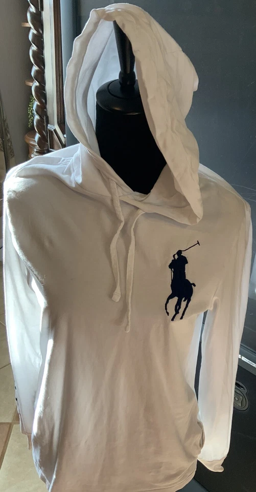 NUEVO Niños Niñas Ralph Lauren POLO Blanco Manga Larga Sudadera con Capucha Talla Pequeña/Pequeña Foto 3 de 4