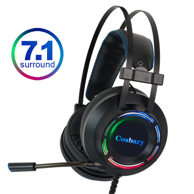 Gaming Headset With Microphone For PC Xbox One PS4 Noise Cancellation And LED-image